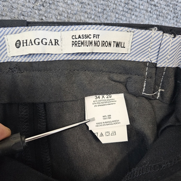 NWT Haggar Premium No Iron Straight leg Flat Front Stretch Black Pants 34x29 - Picture 11 of 16